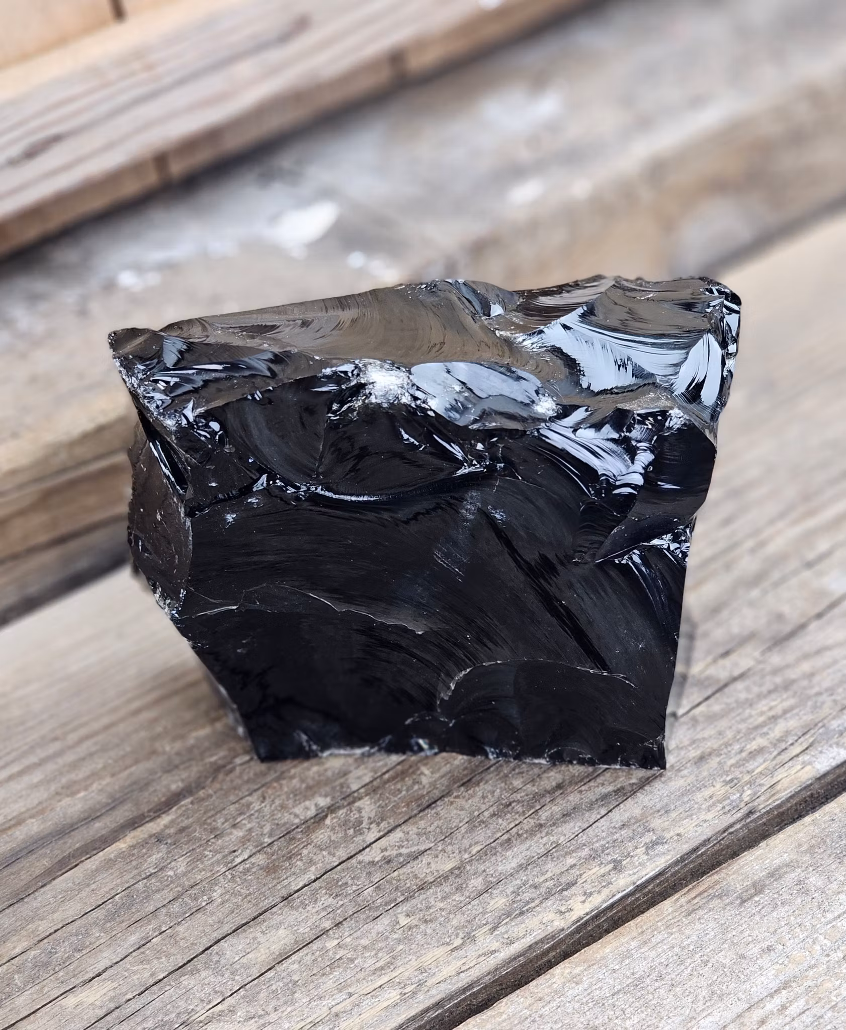 Svart Obsidian rå XL