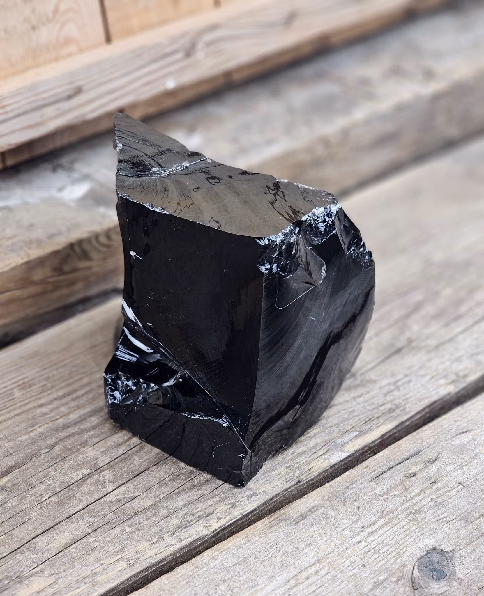 Svart Obsidian rå XL