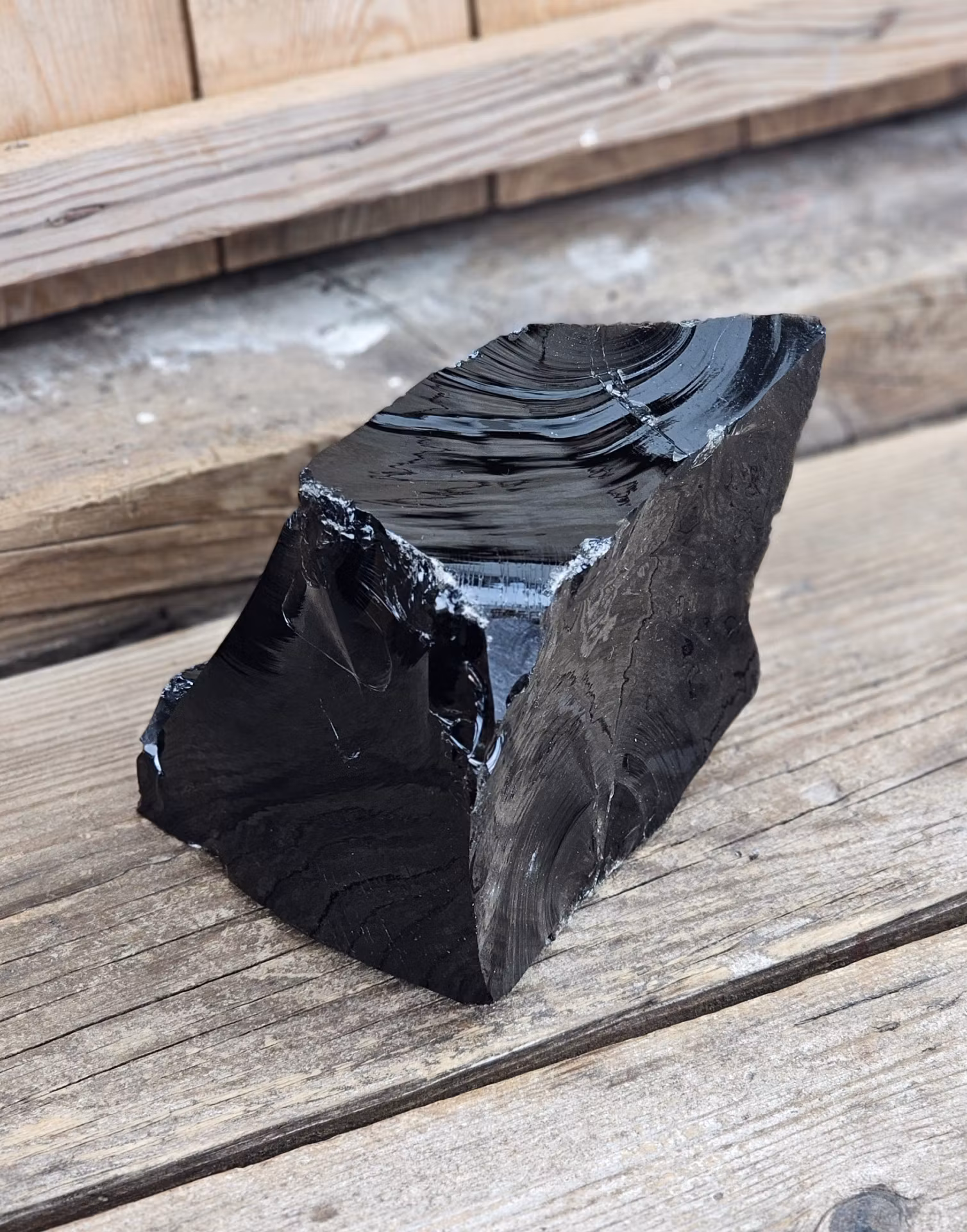 Svart Obsidian rå XL