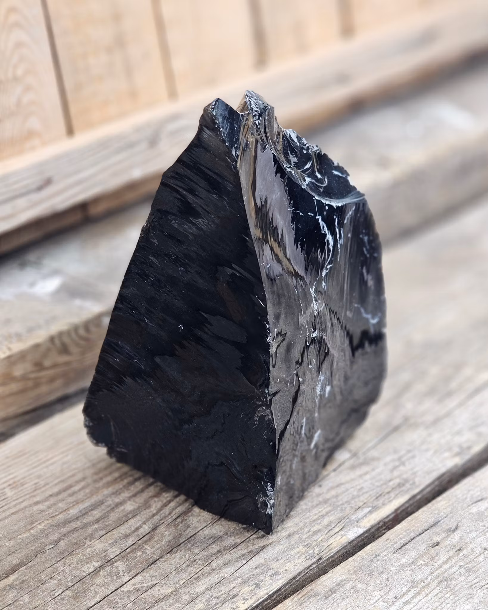 Svart Obsidian rå XL
