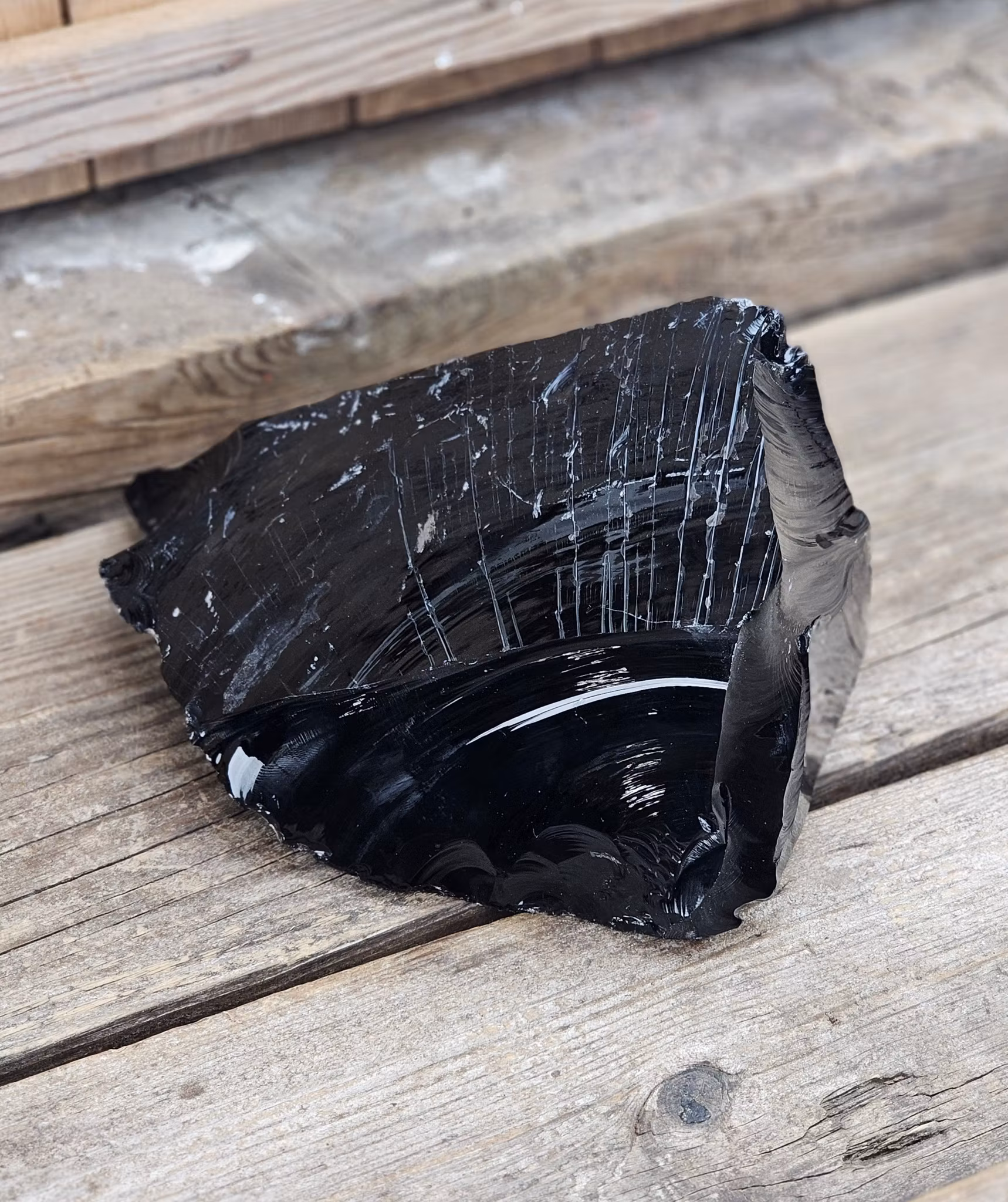 Svart Obsidian rå XL