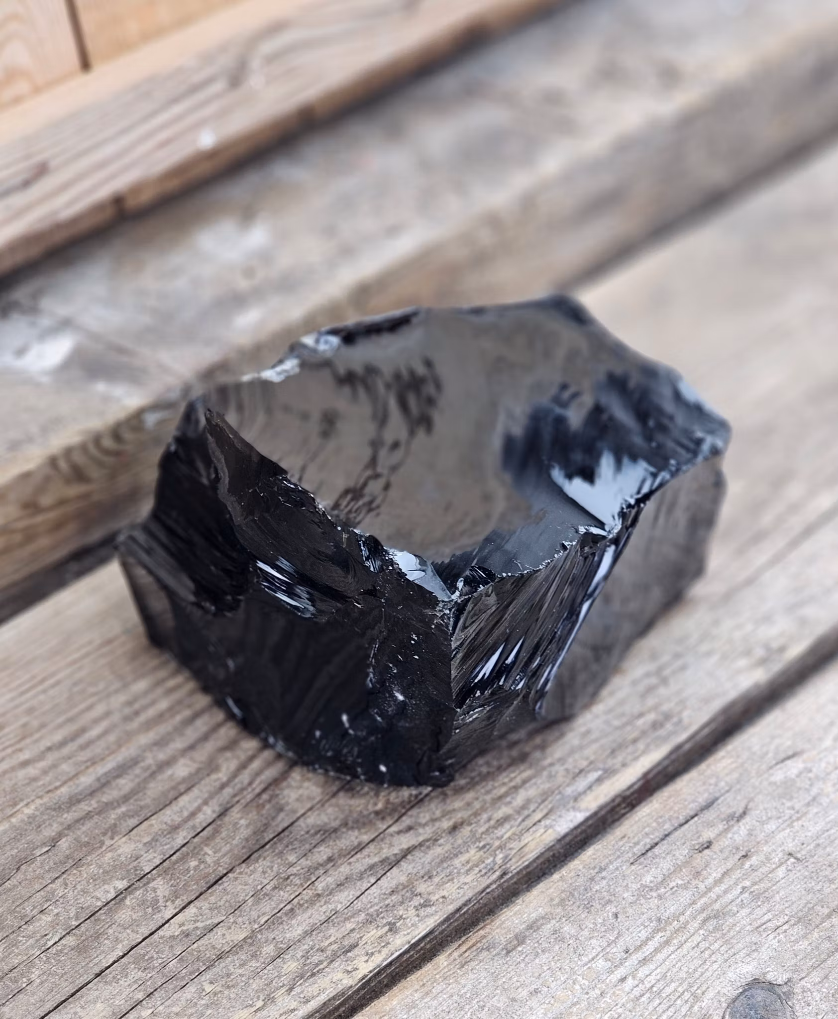 Svart Obsidian rå XL
