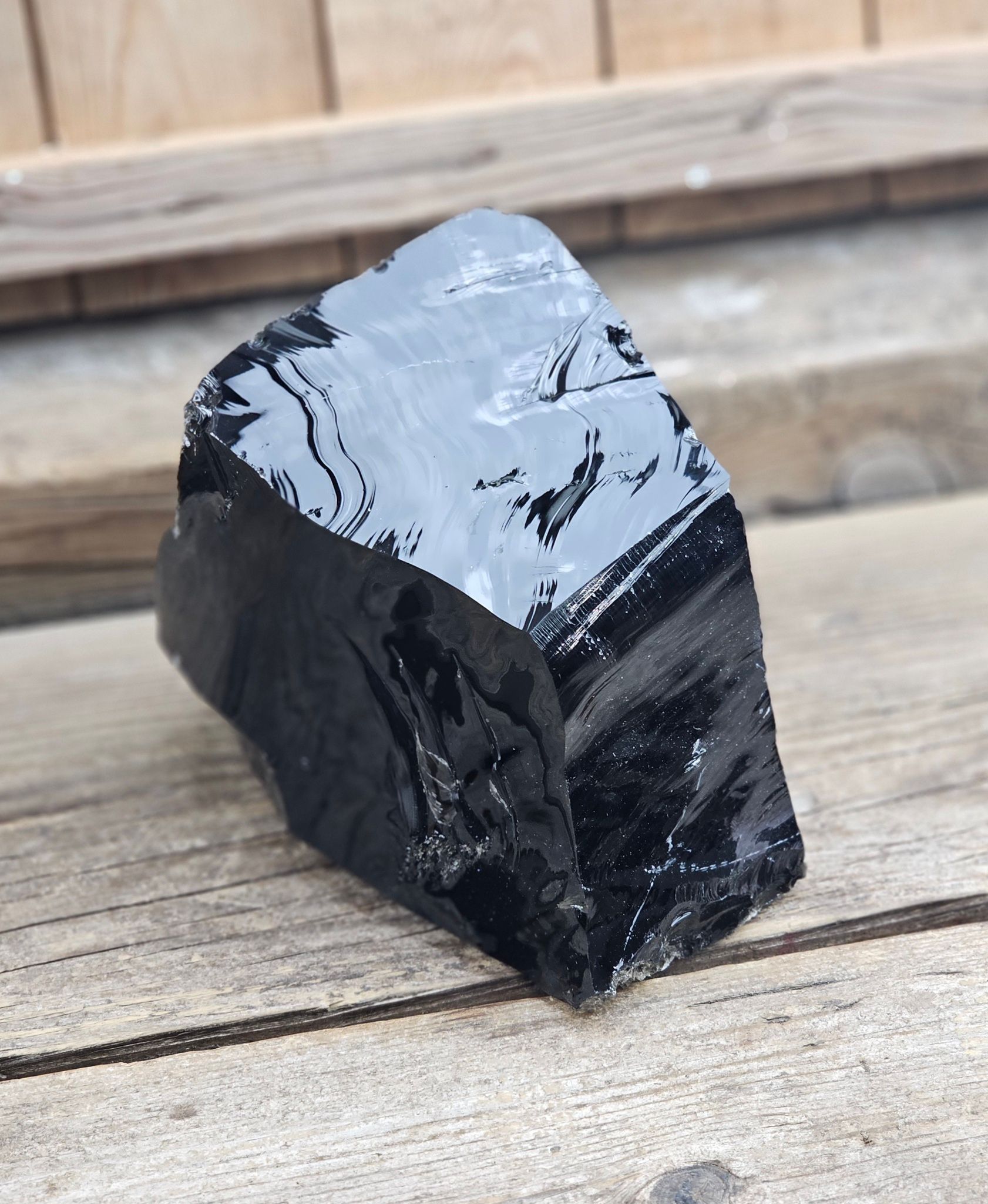 Svart Obsidian rå XL
