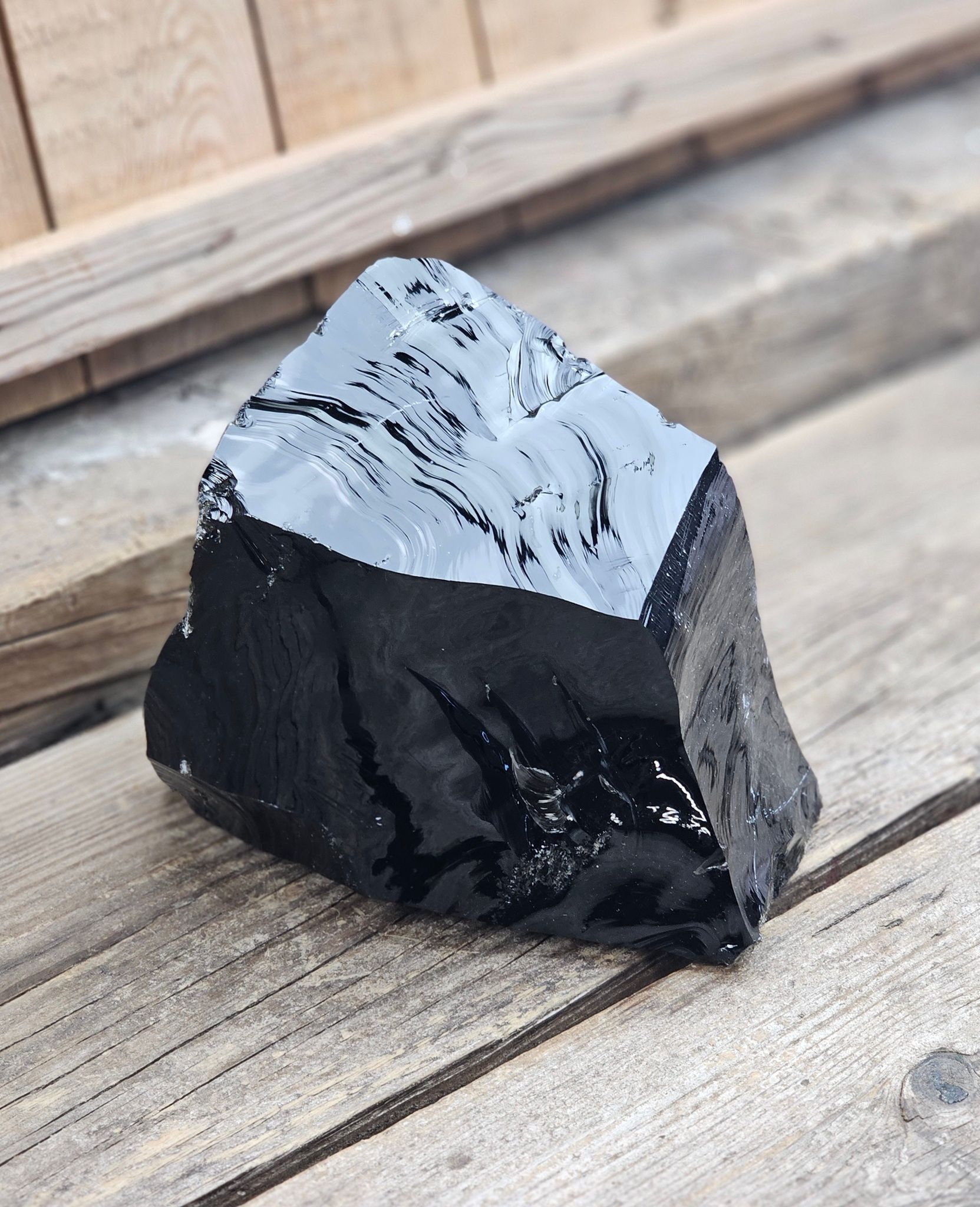 Svart Obsidian rå XL