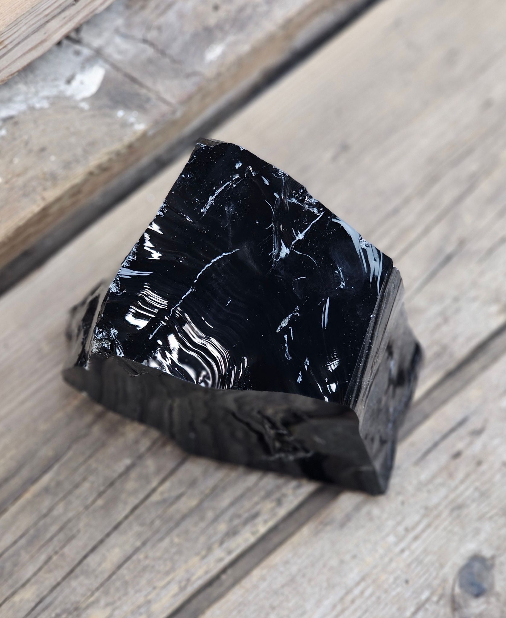 Svart Obsidian rå XL