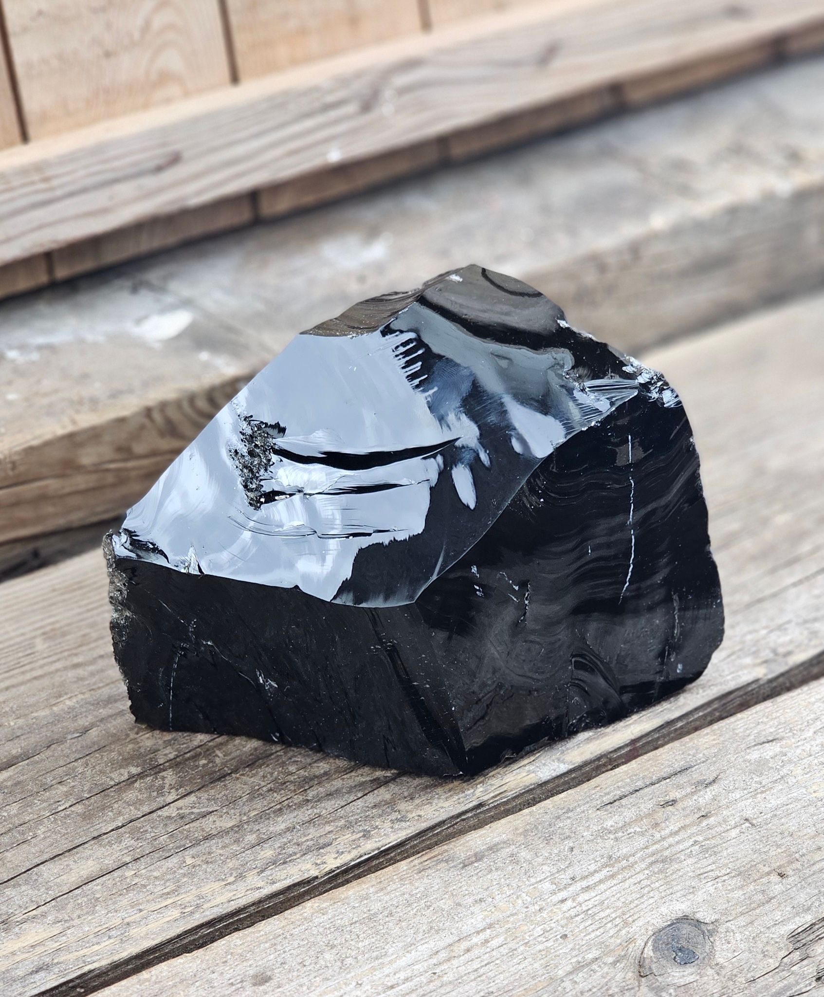 Svart Obsidian rå XL