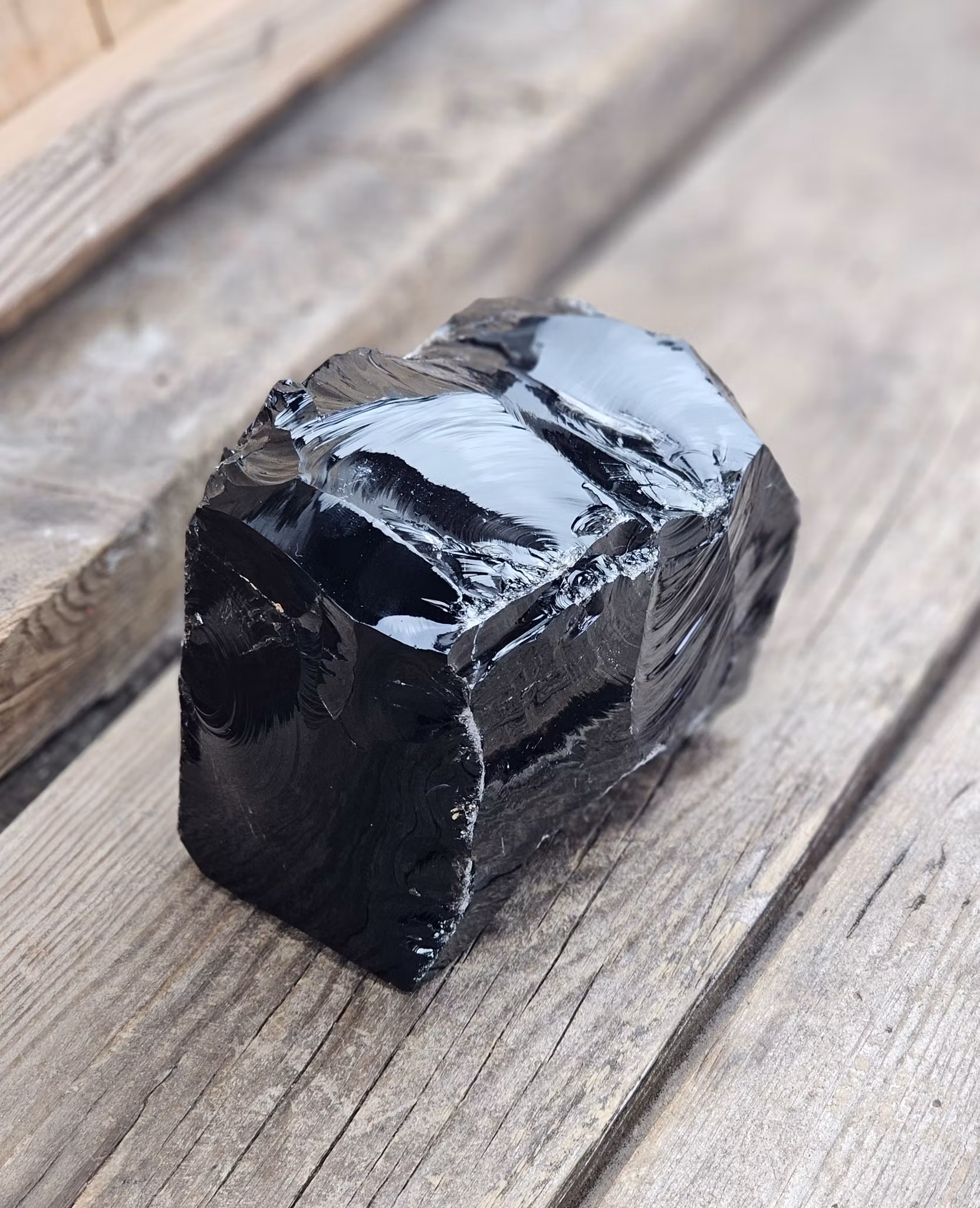 Svart Obsidian rå XL