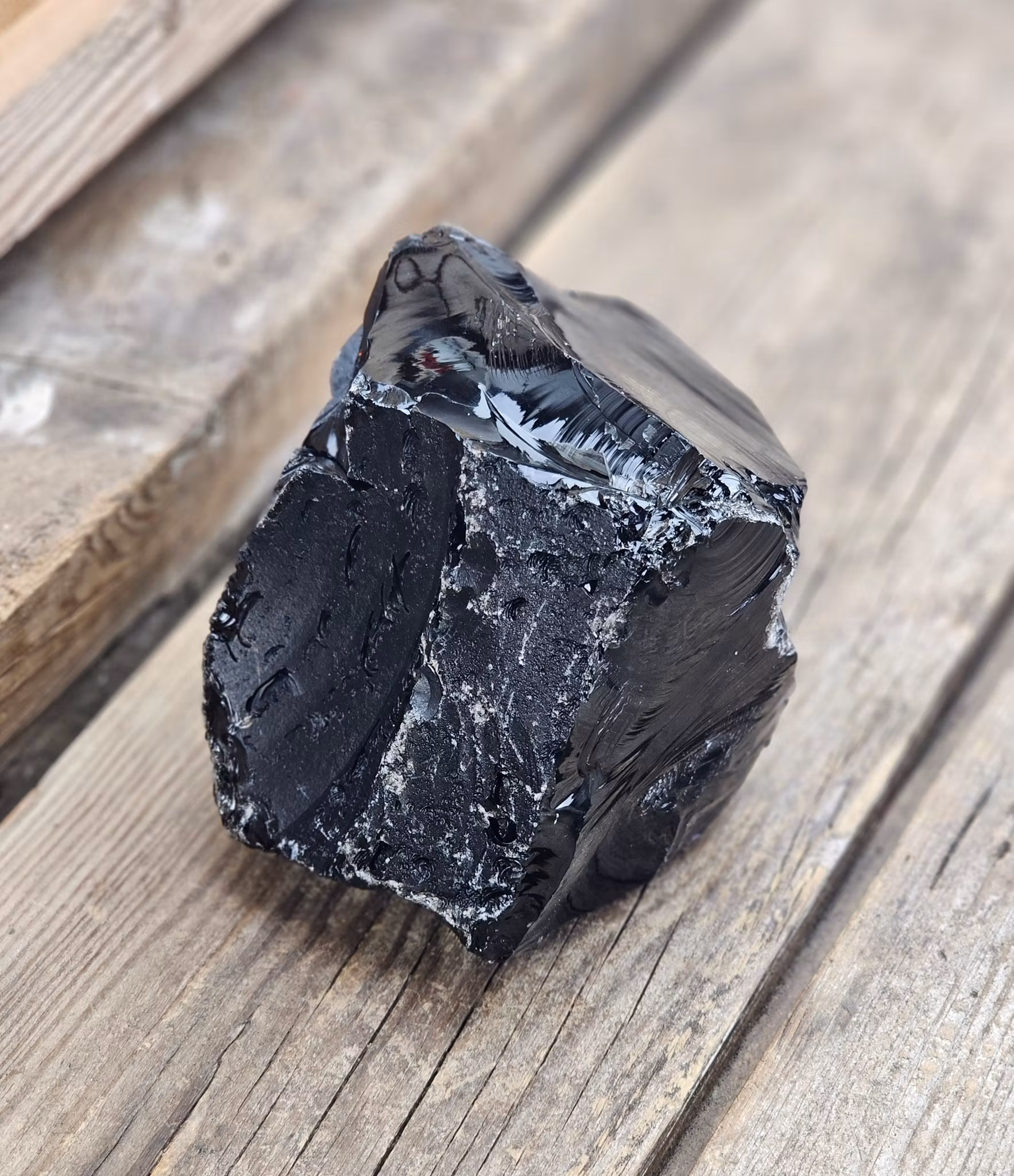 Svart Obsidian rå XL