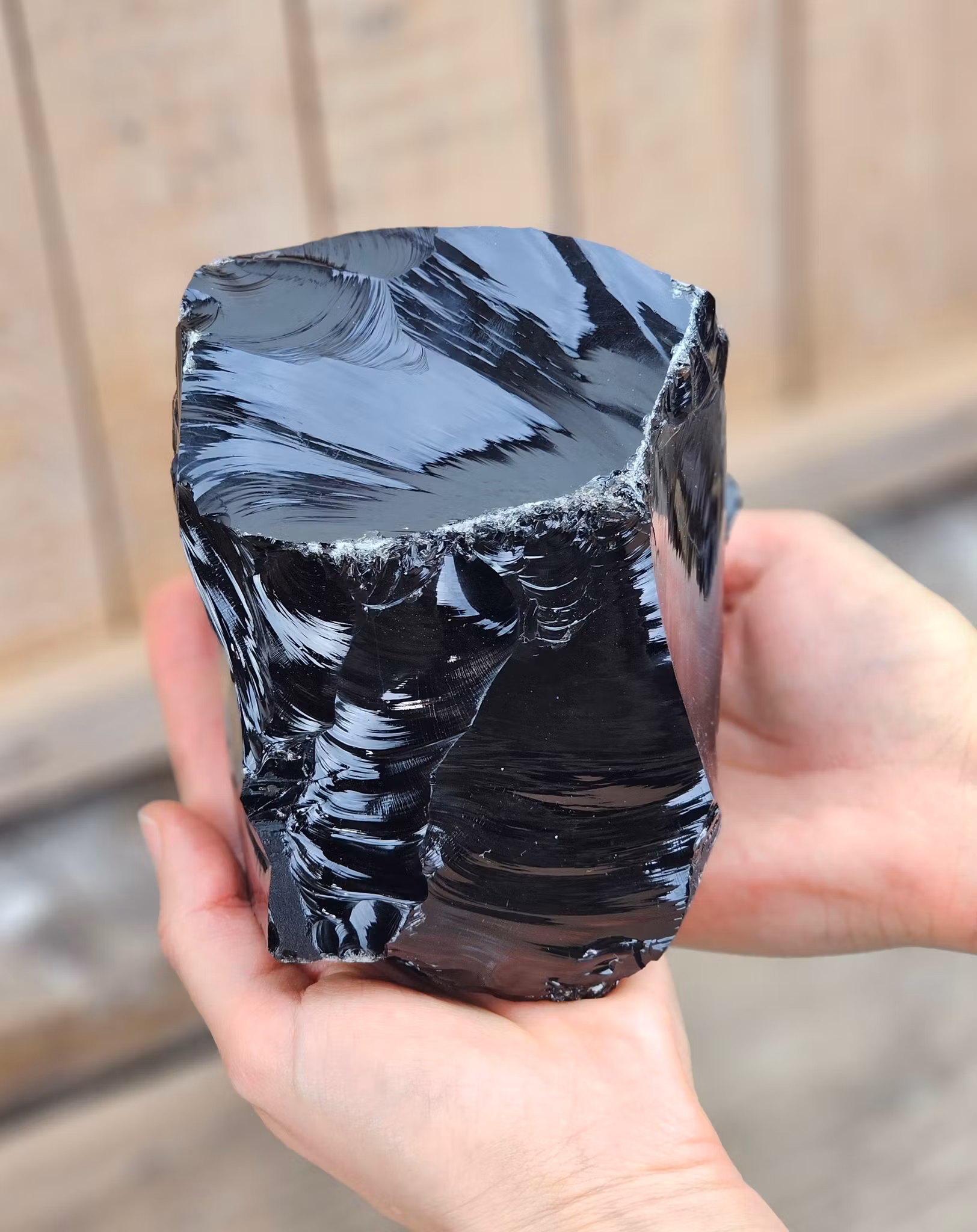 Svart Obsidian rå XL
