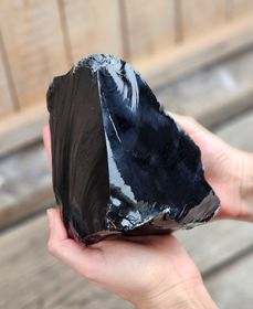 Svart Obsidian rå XL #6