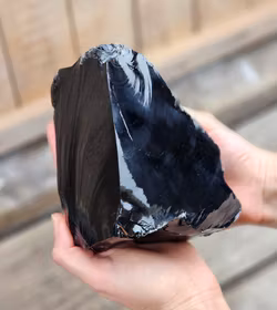 Svart Obsidian rå XL #6