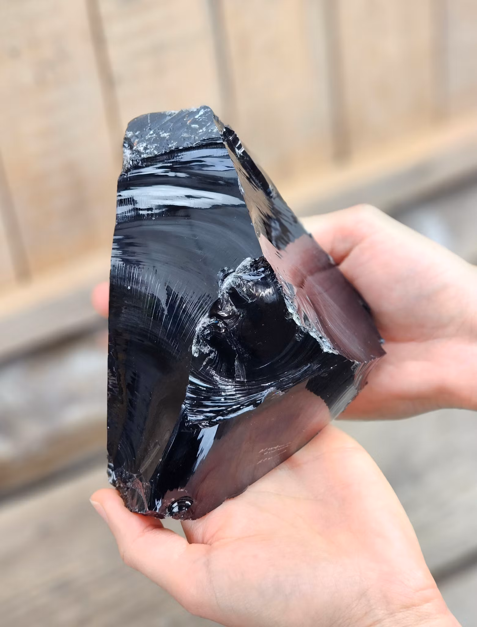 Svart Obsidian rå XL