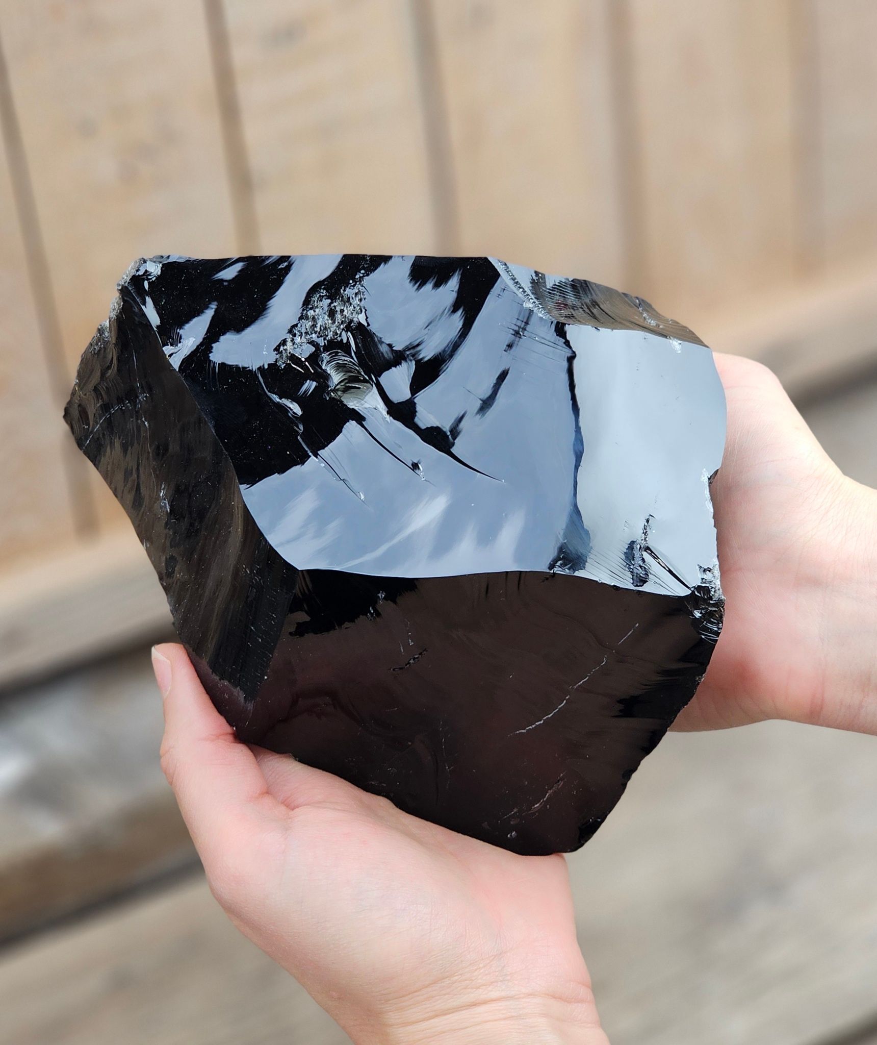 Svart Obsidian rå XL