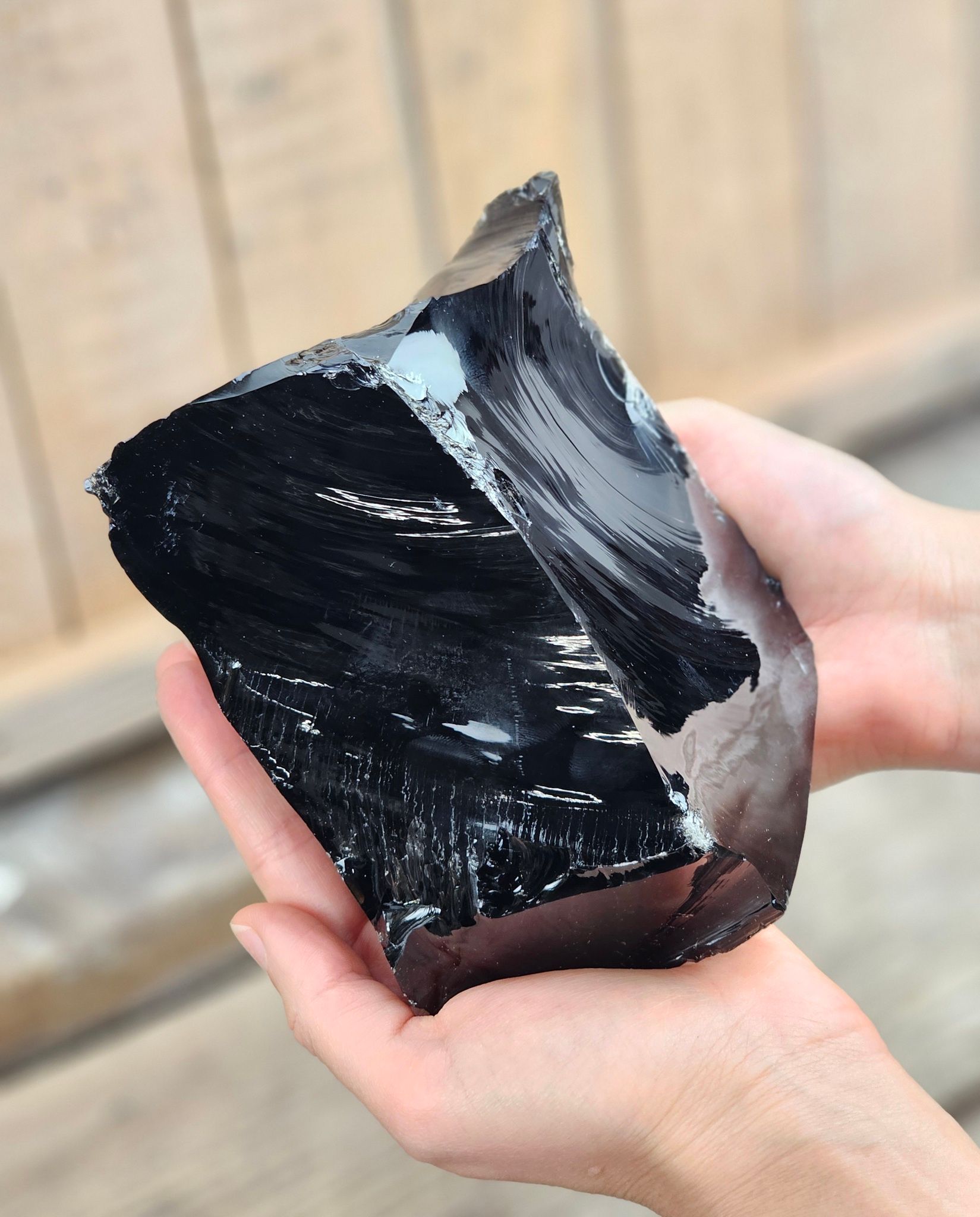 Svart Obsidian rå XL
