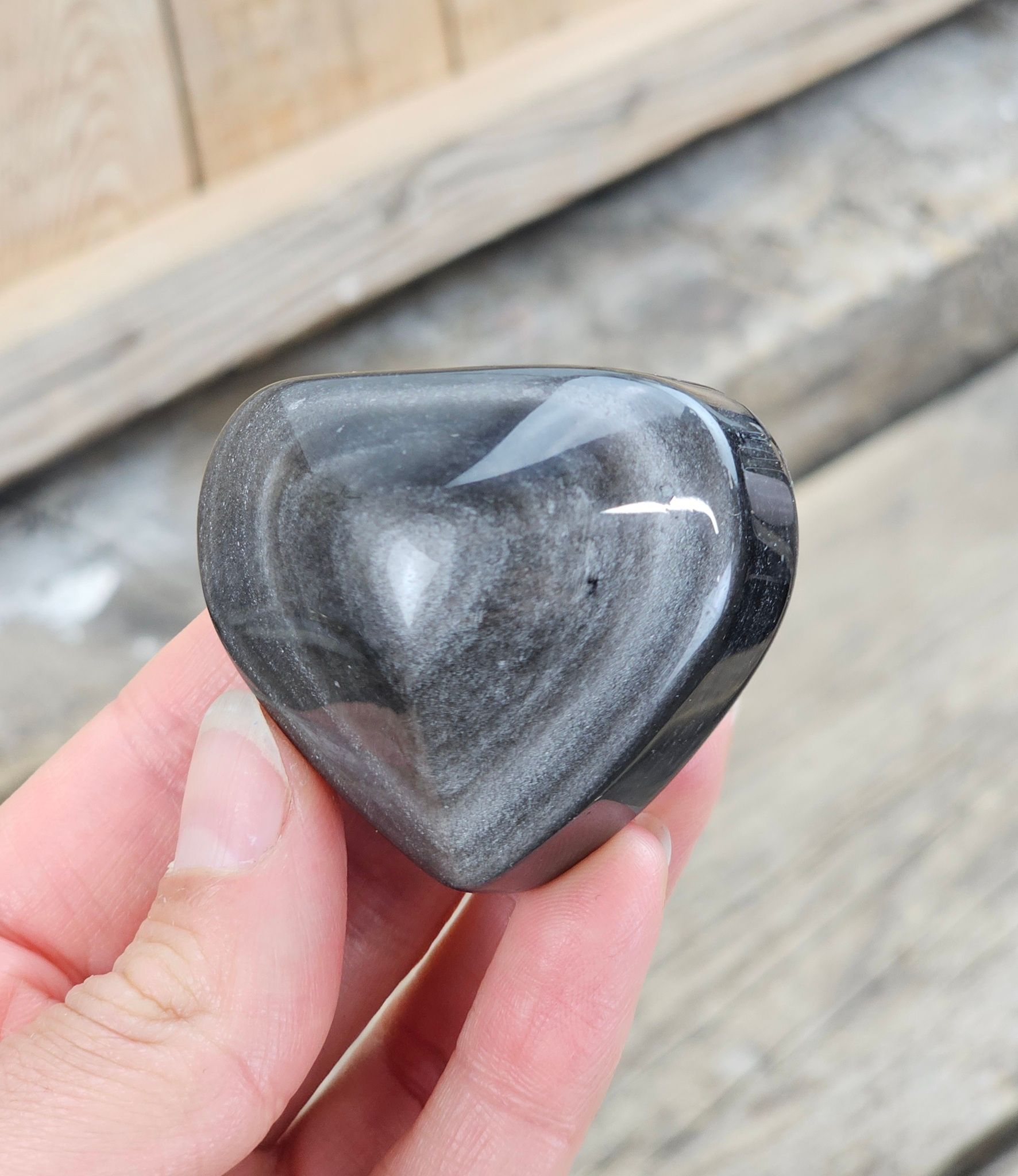 Silver Sheen Obsidian hjärta