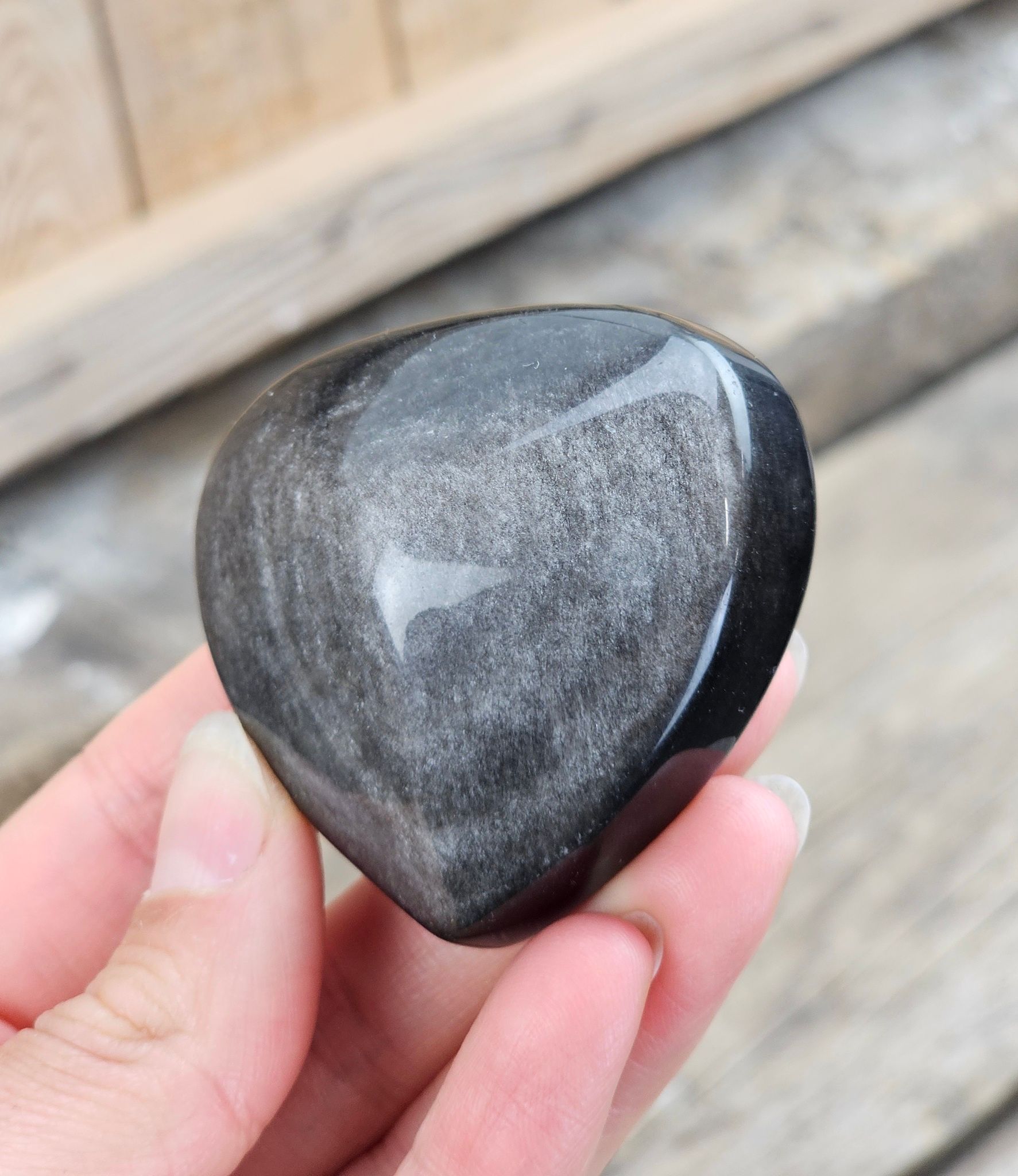 Silver Sheen Obsidian hjärta