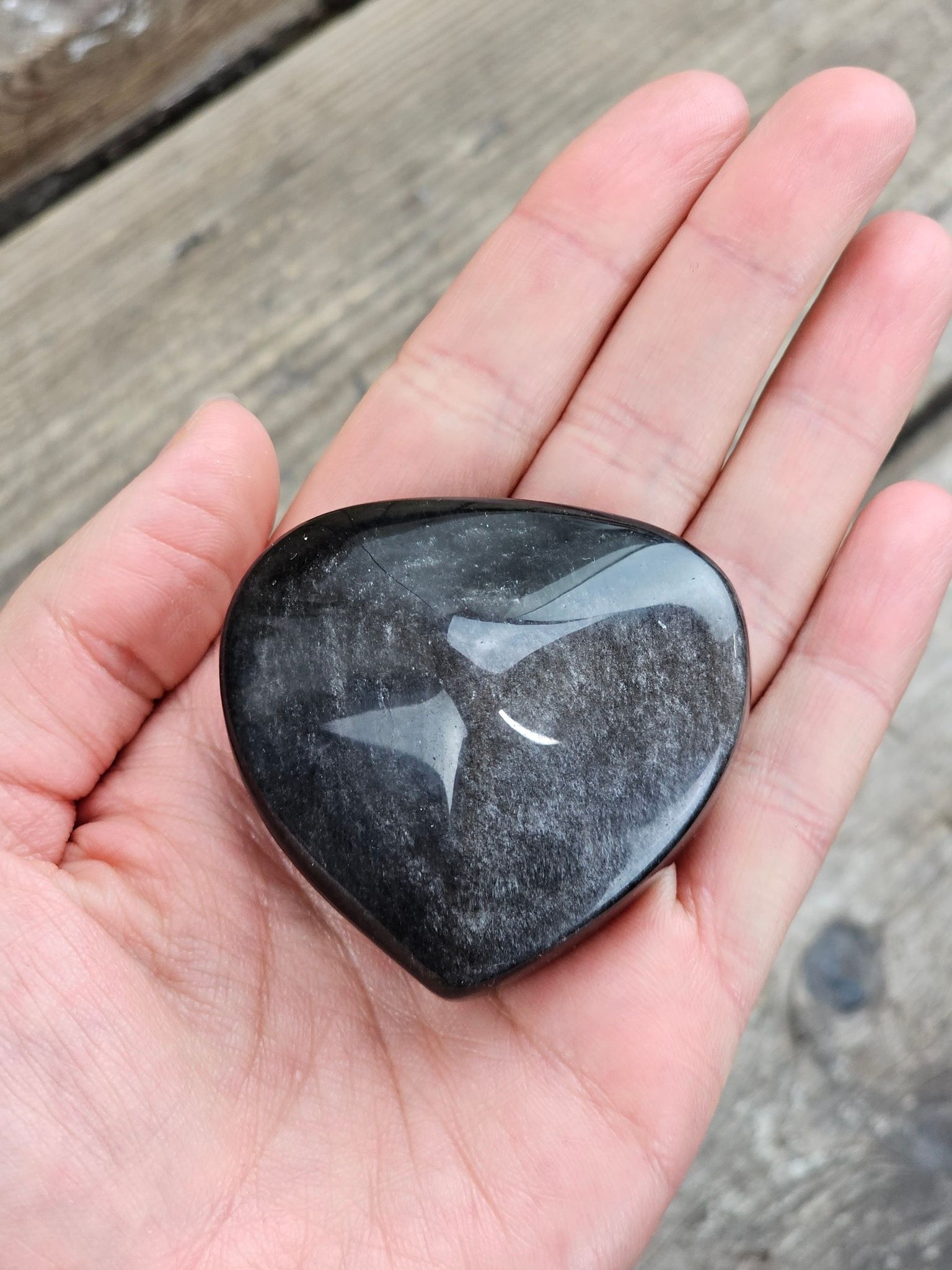 Silver Sheen Obsidian hjärta