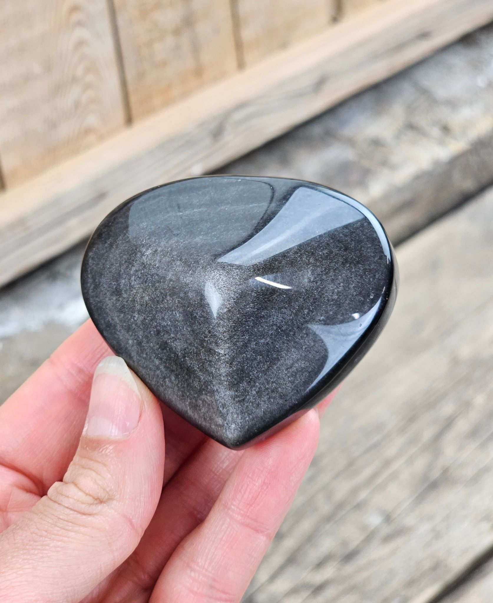 Silver Sheen Obsidian hjärta