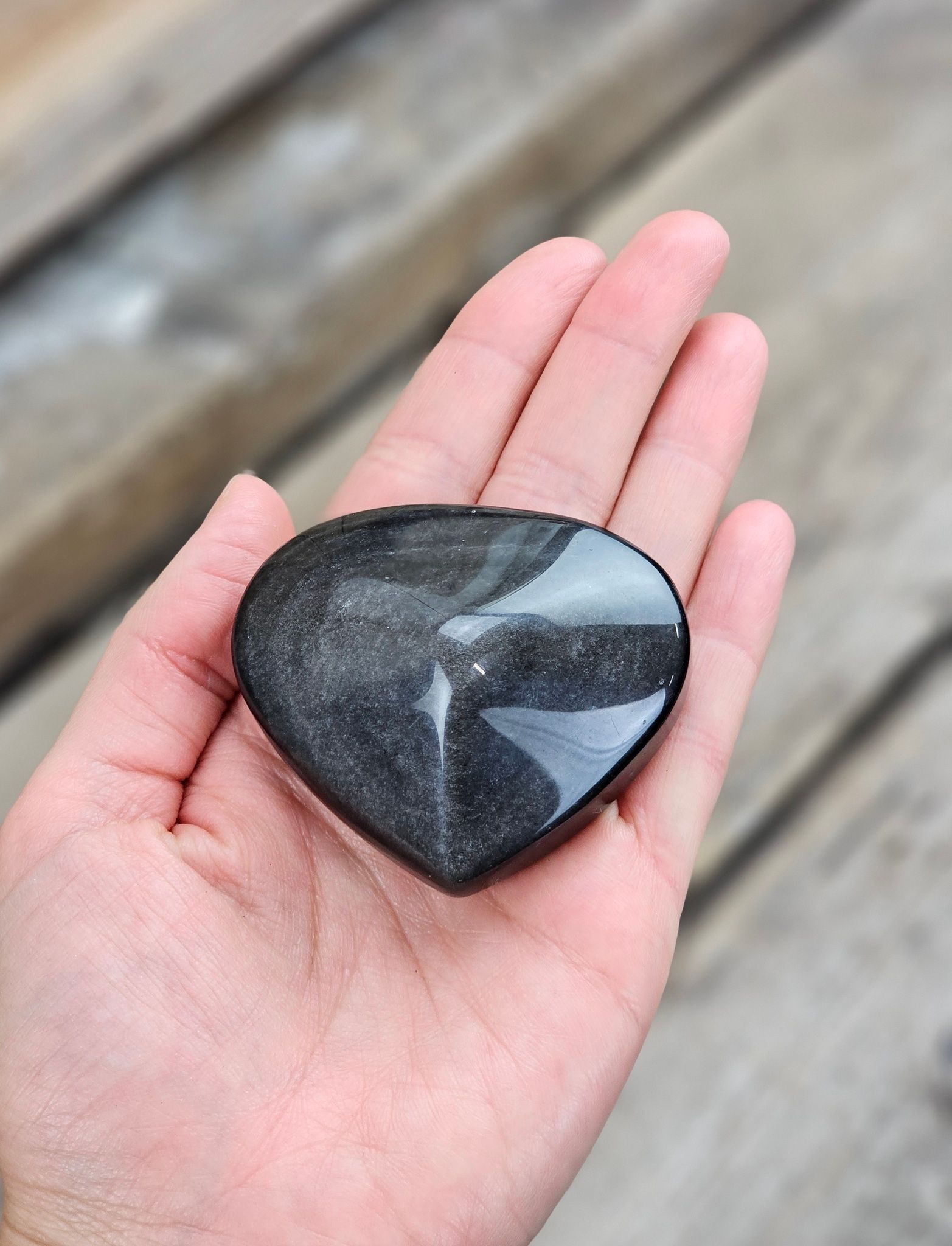 Silver Sheen Obsidian hjärta
