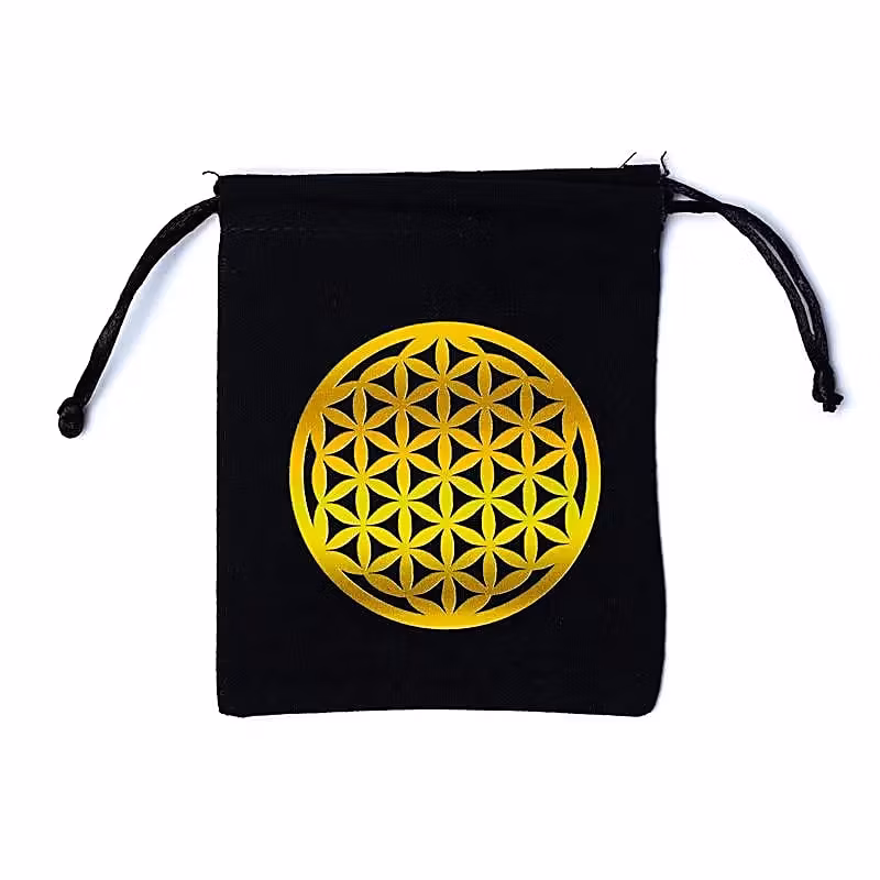 Förvaringspåse i Bomull, Flower of life svart
