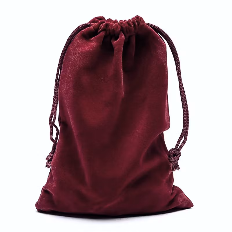 Förvaringspåse i sammet, vinröd stor