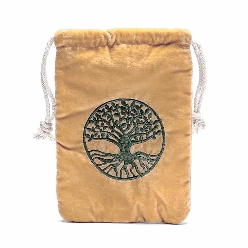 Förvaringspåse i sammet, Tree Of Life senapsgul