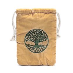 Förvaringspåse i sammet, Tree Of Life senapsgul