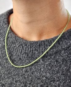 Peridot (Olivin), halsband 2mm facetterade pärlor 925s.