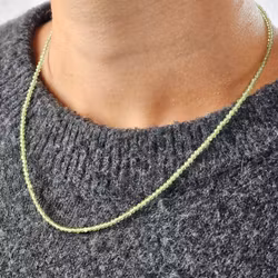 Peridot (Olivin), halsband 2mm facetterade pärlor 925s.
