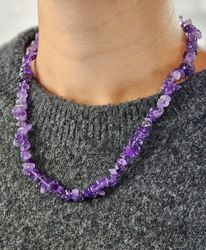 Ametist, chipshalsband 45 cm
