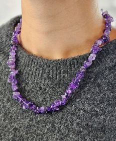Ametist, chipshalsband 45 cm