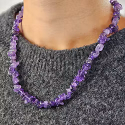 Ametist, chipshalsband 45 cm