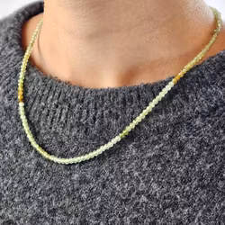 Grön Granat, halsband 4mm facetterade pärlor 925s.