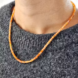 Karneol, halsband 4mm facetterade pärlor 925s.