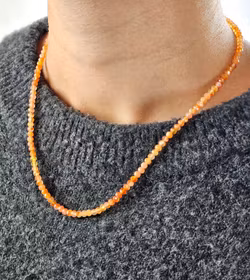 Karneol, halsband 4mm facetterade pärlor 925s.