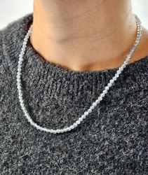 Labradorit, halsband 4mm facetterade pärlor 925s.