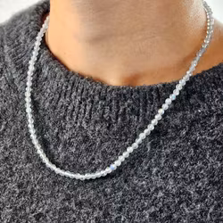 Labradorit, halsband 4mm facetterade pärlor 925s.