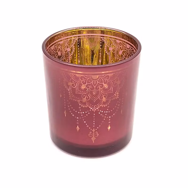 Ljuslykta liten - rosa & guld, Boho Mandala
