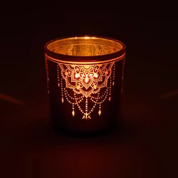 Ljuslykta liten - rosa & guld, Boho Mandala