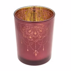 Ljuslykta stor - rosa & guld, Boho Mandala