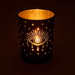 Ljuslykta stor - svart & guld, Eye of Providence