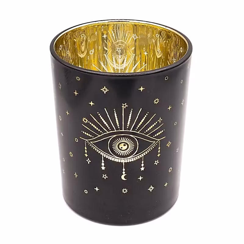 Ljuslykta stor - svart & guld, Eye of Providence