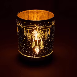 Ljuslykta stor - grön & guld, Drömfångare