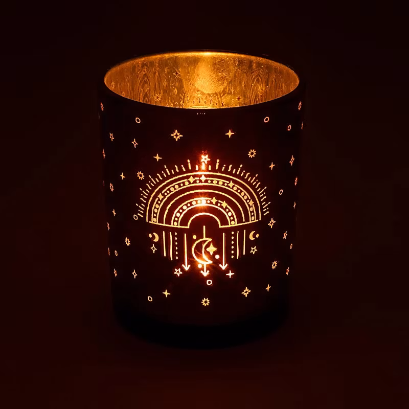 Ljuslykta stor - lila & guld, Boho Regnbåge