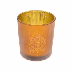 Ljuslykta liten - frostat glas bärnsten, Ganesha