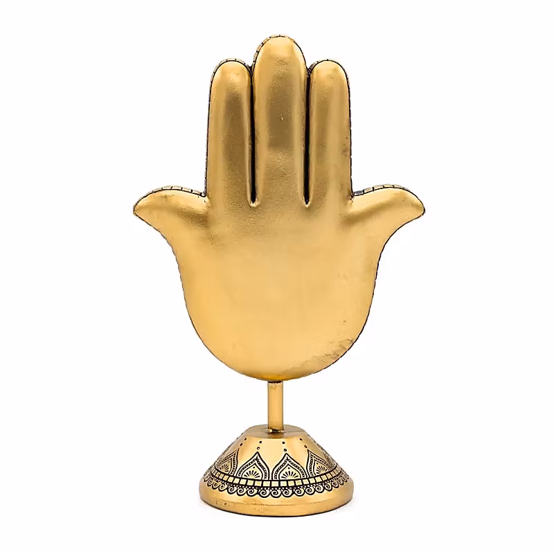 Hand of Fatima (Fatimas hand, Hamsa hand), dekoration i guld