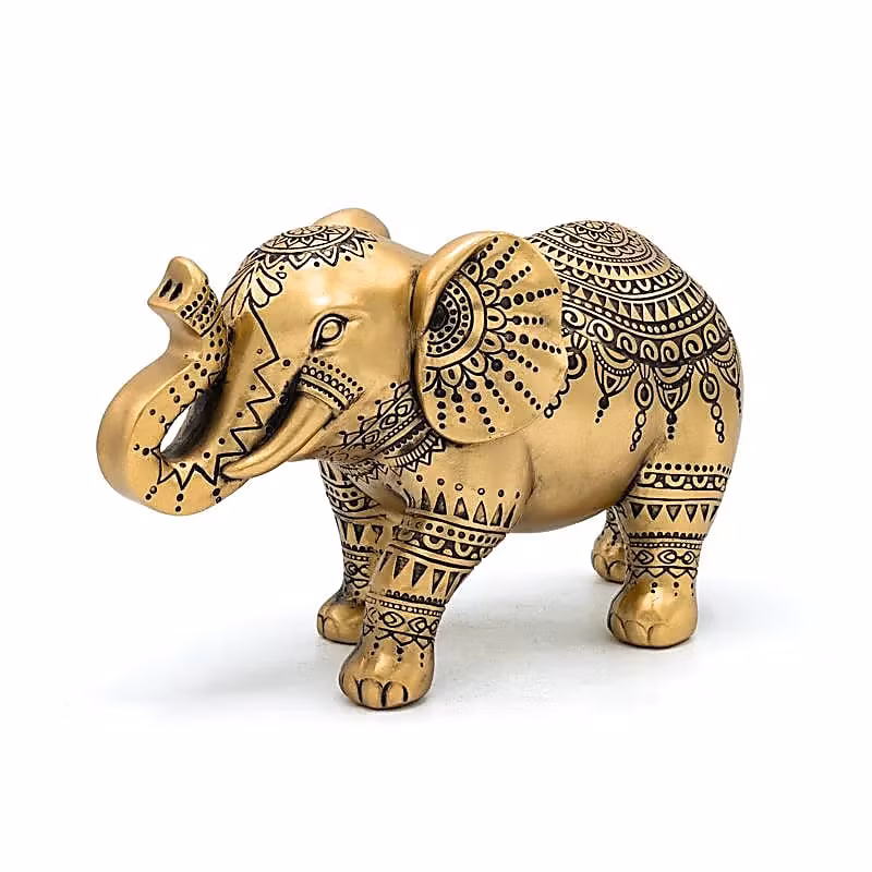 Elefant (Lyckoelefant), dekoration i guld