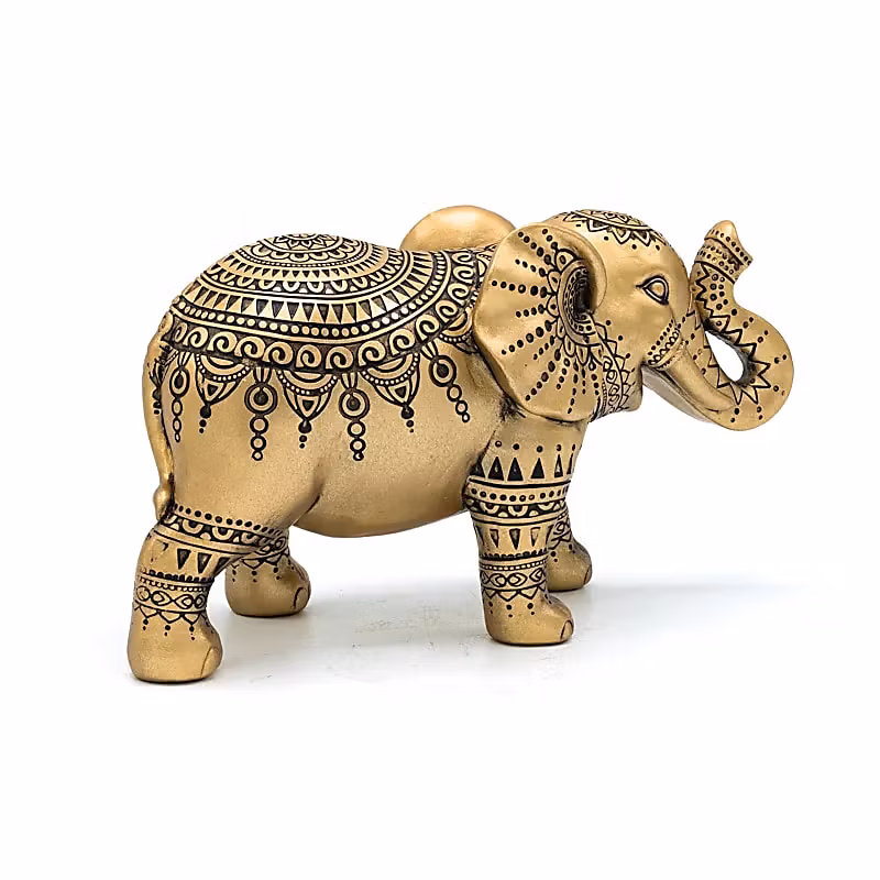 Elefant (Lyckoelefant), dekoration i guld
