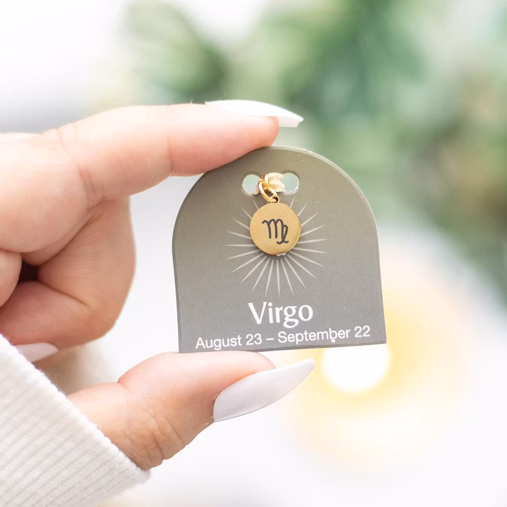 Stjärntecken Jungfrun (Virgo), guldton zodiakberlock