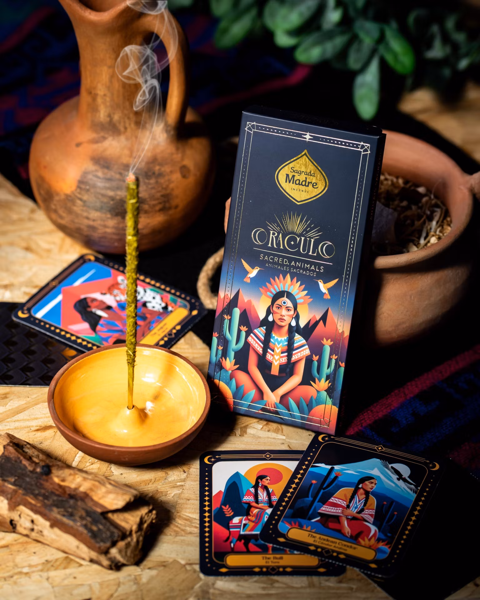 Sagrada Madre - Oracle of Sacred Animals, rökelsepinnar + 12 orakelkort